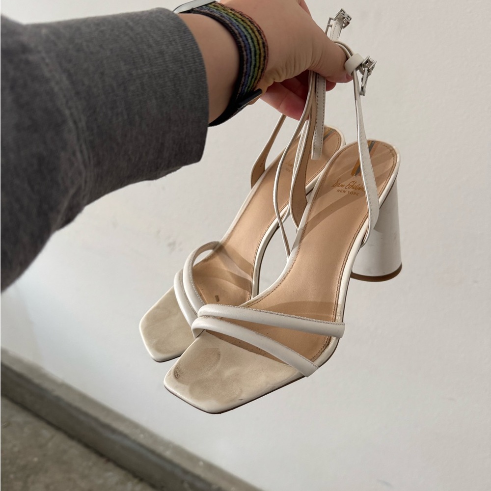 Sam Edelman White Kia Heels with Strappy Design